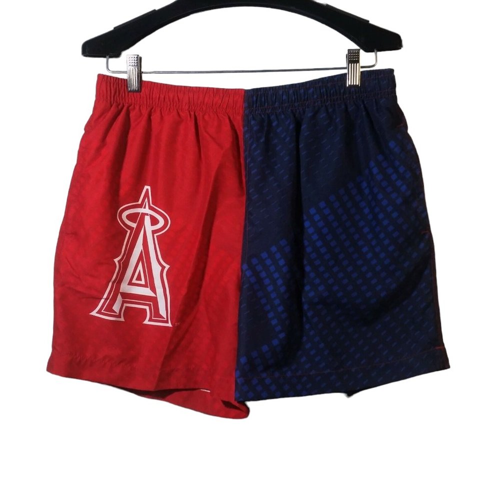 MLB Los Angeles Angels Swim Board Shorts Brief-Lined Men's L Navy Red Colorblock